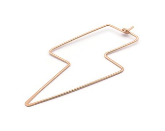Orecchini a forma di fulmine in oro rosa, 4 orecchini a filo di ottone placcato oro rosa, componenti per orecchini (60x26x0,80 mm) D1265 Q0897