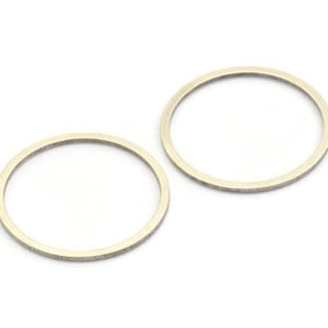 28mm Circle Connector, 8 Antique Silver Plated Brass Circle Connectors (28x1.3x1mm) A3783