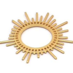 Gold Sun Charm, 2 Gold Plated Brass Sun Charms, Findings, Earrings, Pendants (46x1mm) D1234 Q0844