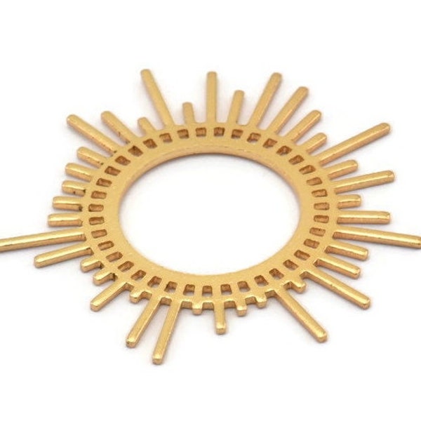 Gold Sun Charm, 2 Gold Plated Brass Sun Charms, Findings, Earrings, Pendants (46x1mm) D1234 Q0844