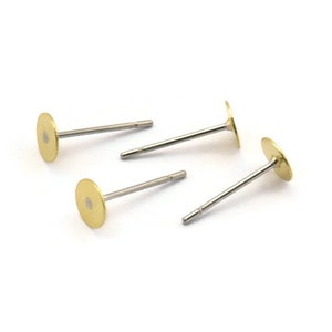 20/50/100x Flat Back 5mm Earring Studs Rubber Backs, Gold Tone Ear Studs  Flat Pad Earring Posts, Flat Post Earrings B071 