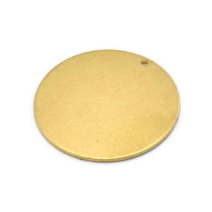 Brass Round Tag, 4 Raw Brass Round Stamping Blanks With 1 Hole, Charms, Pendants, Findings (30x1mm) D867