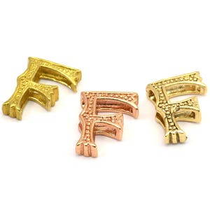 Pingentes de 3 letras, 3 alfabetos de letras de latão, opções de acabamento em ouro rosa e ouro, letras maiúsculas, pingente inicial de letra para colares personalizados