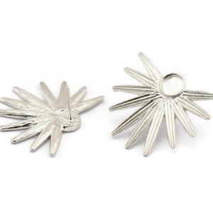 Silver Sun Earring, 2 925 Silver Sunshine Stud Earrings - Pad Size 6mm N0707