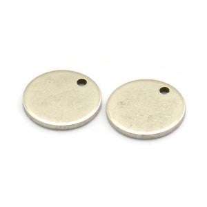 Silver Cabochon Tag, 10 Antique Silver Plated Brass Cabochon Tags With 1 Hole, Stamping Tags (12x1mm) E082