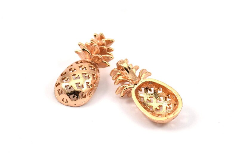 20x9x4.3mm N255 Q049 3 Rose Gold Plated Brass Pineapple Pendants Rose Gold Pineapple Pendant