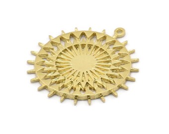 Brass Charm, 2 Raw Brass, Brass Pendants, Charm Pendants, Brass Round Charms With 1 Loop (33x30x1.5mm) N1592