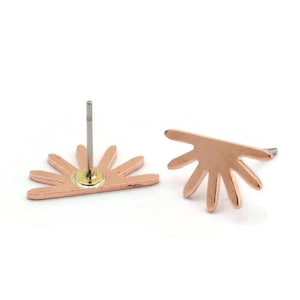 Copper Sun Earring, 10 Raw Copper Sun Stud Earrings (8x15x0.80mm) M02778 A5876