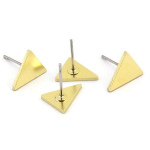 Brass Triangle Earring, 10 Raw Brass Triangle Stud Earrings (10x9x1mm) A4191 A3793
