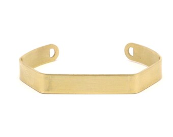 Messing Armband Blank - 4 Rohmessing Armreif Blank Armreif mit 2 D-förmigen Löchern (145x8x1mm) BRC 246