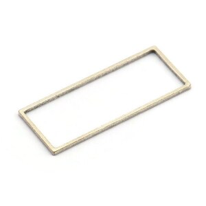 Silver Rectangle Ring, 12 Antique Silver Plated Brass Open Rectangle Connectors (14x34x1mm) A4123