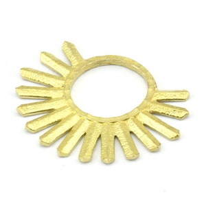Brass Sun Pendant, 4 Raw Brass Textured Sunny Pendants, Earrings, Findings (26x34x1.5mm) BS 2433