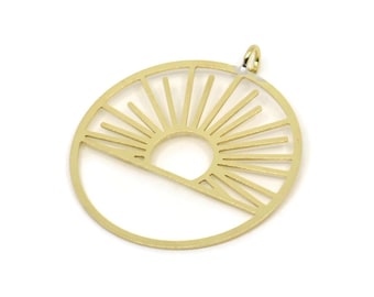 ToHeart Orecchini A Cerchio Con Ciondolo Sole – Placcati Oro 14k, 30,3x14,2 Mm, Ipoallergenici, Regalo Donna