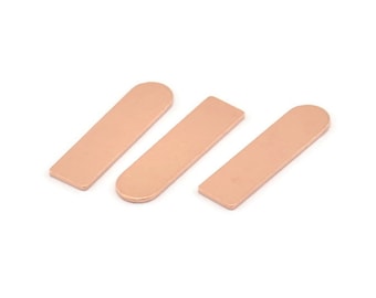 Kupferrohlinge, 24 rohe Kupfer Geometrische Stanzformen (23x6x0.80 mm) M090