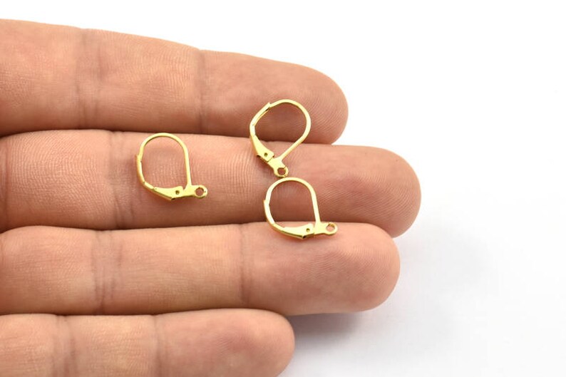 Brass Earring Clasp 50 Raw Brass Earring Clasps With 1 Loop Etsy