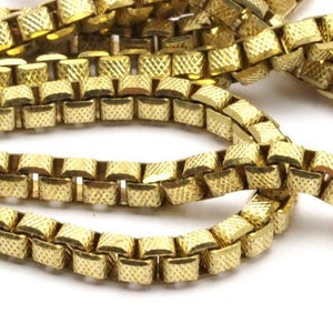 Link Cube Chain, 2m Raw Brass Cube Chain (3.1mm) Bs 1374
