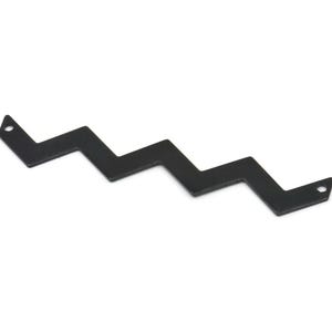 Black Zig Zag Shape, 8 Oxidized Black Brass Zig Zag Shape Charms With 2 Holes, Pendants, Earrings (60x4x0.80mm) E631