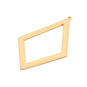 Gold Diamond Charm, 2 Gold Plated Brass Rhombus Charms With 1 Loop, Pendants, Earrings, Findings (55x31x1mm) D0703
