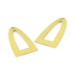 Half Ellipse Charm, 15 Raw Brass Half Ellipse Shape Charms With 1 Hole, Pendants, Earrings, Findings (23x12x0.70mm) B0231