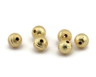Gold Ball Bead, 12 Gold Plated Brass Spacer Beads, Findings (8mm) D1267 Q0706