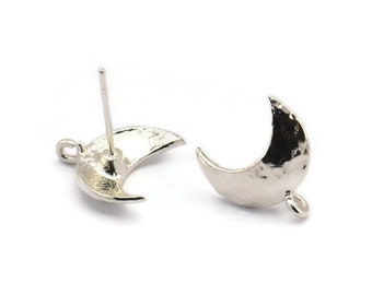 Silver Moon Earring, 4 925 Silver Moon Stud Earrings With 1 Loop
