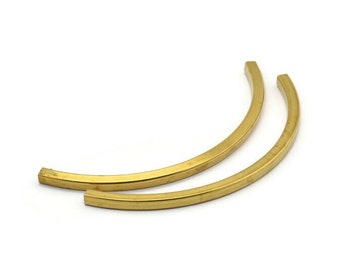 Brass Noodle Tube, 12 Square Curved Raw Brass Tubes (4x4x95) Bs 1529
