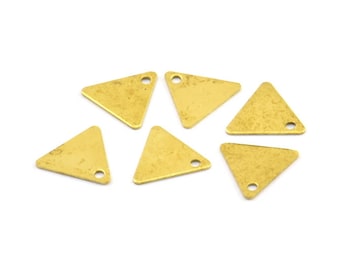 Raw Brass Triangle, 50 Raw Brass Triangle Charms With 1 Hole (9x10mm) Brs 6211 ( A0048 )