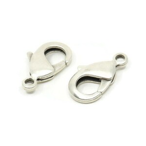Silver Parrot Clasp, 6 Antique Silver Plated Brass Lobster Claw Clasps (19x10mm) D0571