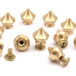 6 Raw Brass Drawer Handles , (12x11mm) Y266