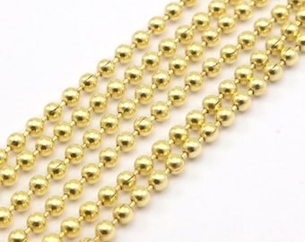 Gold Tone Brass 10 M. (1.5mm) Gold Tone Brass Ball Chain - Z148