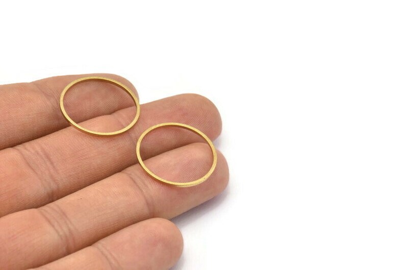 50 Raw Brass Circle Connectors BS 1093 22mm Circle Connectors 22x1x1mm