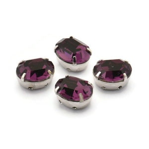 10 Purple Amethyst Swarovski Crystal Silver Prong Setting 10x8 Mm Y257