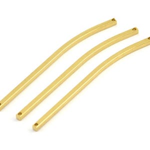 Tiny Necklace Bar, 12 Raw Brass Bar With 2 Holes, Necklace, Earring Findings (60x2mm) BS 2189