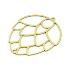 Brass Cone Charm, 2 Raw Brass Cone Shaped Charms With 1 Loop, Findings (37x31x0.60mm) SMP0780