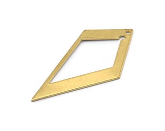 Brass Diamond Charm, 12 Raw Brass Rhombus Charms With 1 Hole, Earrings, Findings (40x20x1mm) D852