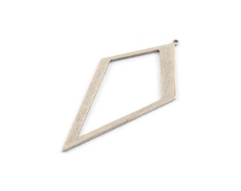 Silver Diamond Charm, 6 Antique Silver Plated Brass Rhombus Charms With 1 Loop, Pendants (52x26x0,60mm) D853 Q0591