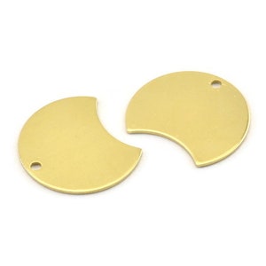 Brass Moon Charm, 12 Raw Brass Crescent Moon Charms With 1 Hole, Blanks (20x15x0.70mm) M805