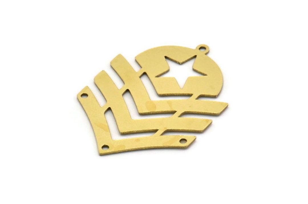 アクセサリー ORDER CHEVRON E CROWN CHARM Brass Chevron Charm, 4 Raw Brass Chevron Shaped Charms With 1 Loop