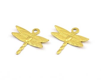 Brass Dragonfly Charm, 100 Raw Brass Dragonfly Charms, Findings (15mm) Brs 1997 A0502