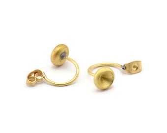 Brass Back Stoppers, 4 Raw Brass Earring Studs Back Stoppers With 1 Pad (19.5x8x1mm) E365