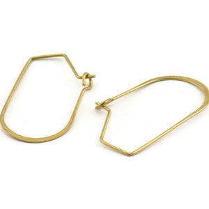 Brass Earring Wire, 24 Raw Brass Earring Wires (29x17x0.70mm) D1715