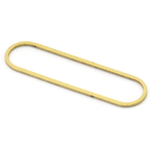 Brass Oval Charm, 24 Raw Brass Oval Rings, Connectors (50x13x1mm) D1288