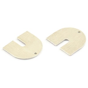 U Shaped Charm, 2 925 Silver Textured U Shaped Charms With 1 Hole, Earrings, Findings (16x17x0.80mm) D905