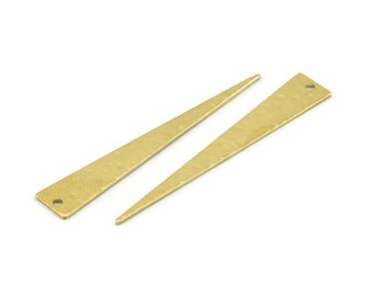 May include: Two gold-toned metal triangle-shaped earring findings with a hammered texture and a hole at the top.