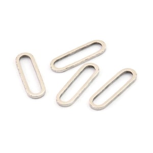 Silver Oval Connector, 24 Antique Silver Plated Brass Oval Connectors, Charms, Findings (15x4.5x1mm) E002