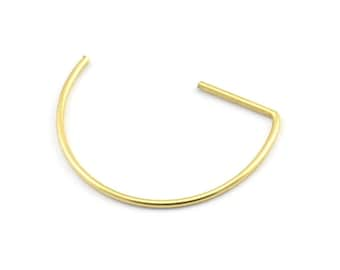 Brass Earring Wires, 24 Raw Brass D Shape Earring Wires (22x16x0.8mm) E109