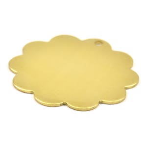 Brass Flower Charm, 10 Raw Brass Flower Stamping Blank Tag Charms  (30mm) N0515