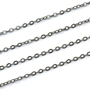 Gunmetal Chain, Cable Chain, 10 Meters - 33 Feet (1.5x2mm) Gunmetal Tone Brass Soldered Chain - Y007 Z029