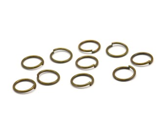 10mm Jump Ring - 100 Antique Brass Jump Rings (10x1mm) A0379