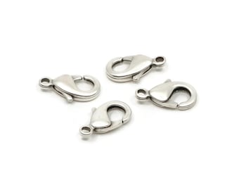 シルバー パロットクラスプ、アンティークシルバーメッキ真鍮ロブスタークロウクラスプ 10個 (15 x 8 mm) Bh505 A0398